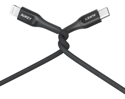 Cable Aukey Kevlar Usb-c A Lightning 2m Cb-akl4 Color Negro