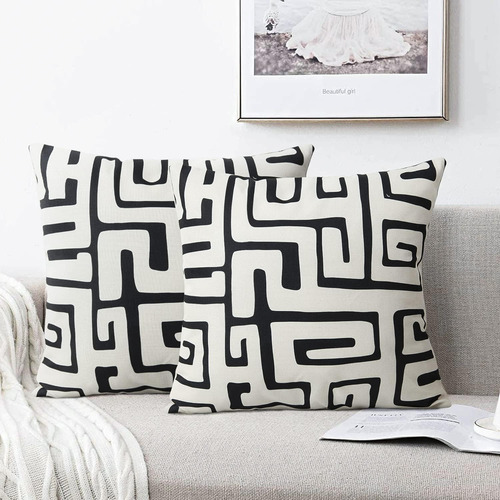 Pyonic Juego De 2 Fundas De Almohada Decorativas, Diseño Geo