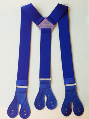Tirador Pantalón Suspenders Doble Ojal Azul Mar Plata 4cm