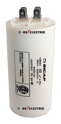 Capacitor Permanente 50 Uf Mf Para Motores Aires 450v Cbb60