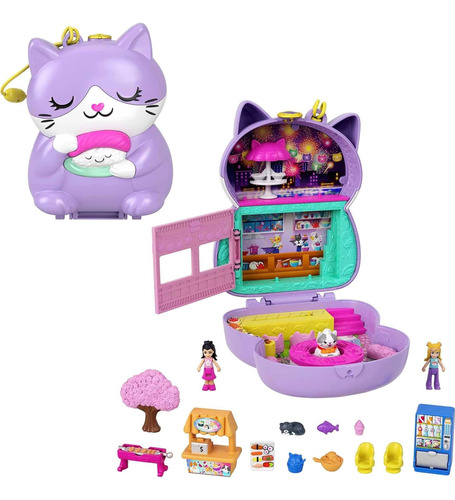 Polly Pocket Estuche De Gatito Restaurante De Sushi Japones