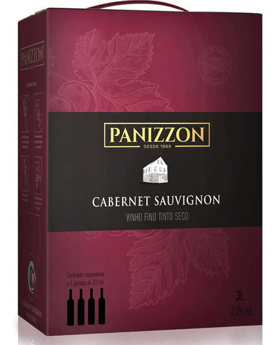 Vinho Fino Cabernet Sauvignon Bag In Box 3 Litros Caixa