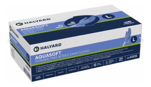 Guantes De Nitrilo Halyard Aquasoft (talla L) Con 300 Pzs