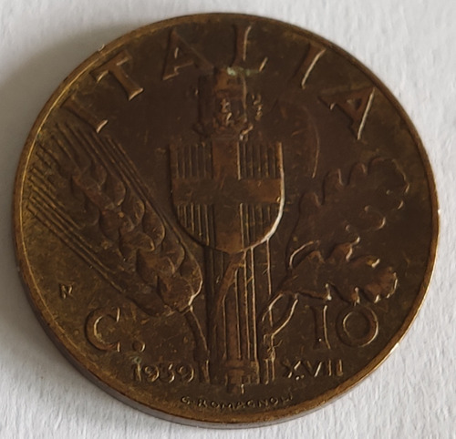 Moneda De Italia, 10 Centímos De 1939