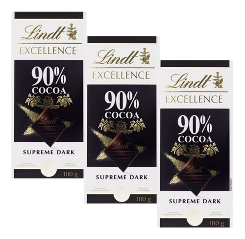 Chocolate Lindt Excellence Dark 90% 100g (3 Unidades)