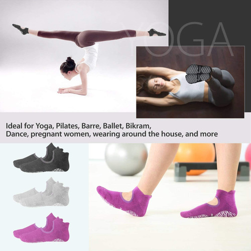 Calcetines De Yoga Para Mujer Antideslizantes Con Asas Anti 