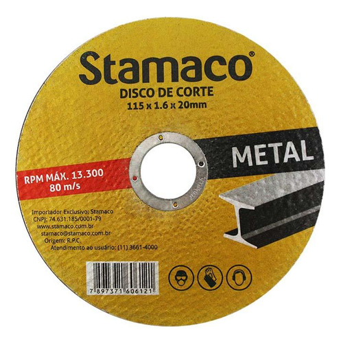 Disco Corte Metal 115x1.6x20mm - 6121 - Stamaco