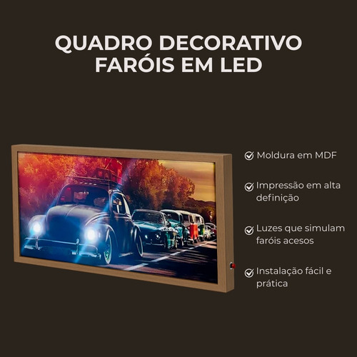 Quadro Luminoso Decorativo Com Led 103x70cm Mdf Quarto Sala
