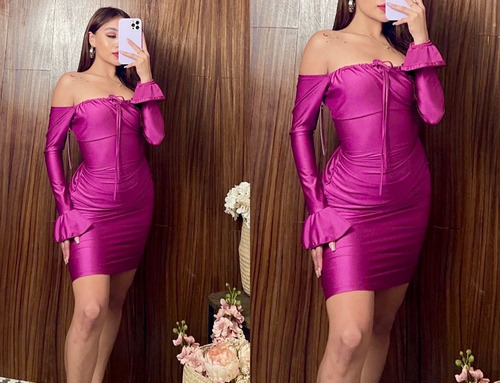 Vestidos Mangas Fucsia