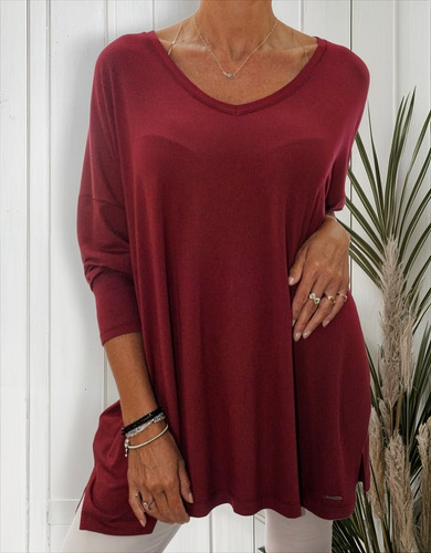 Remeron Oversize Mujer Chiara Diffusion Manga Larga Escote V