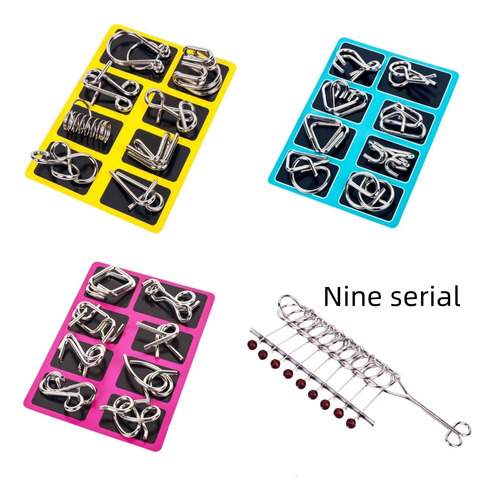 Set De Rompecabezas De Anillos De Metal En Caja