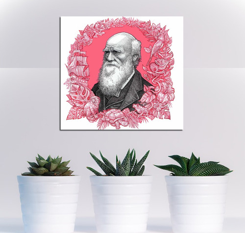 Cuadro 30x30cm Charles Darwin Evolucion Especies Ciencia