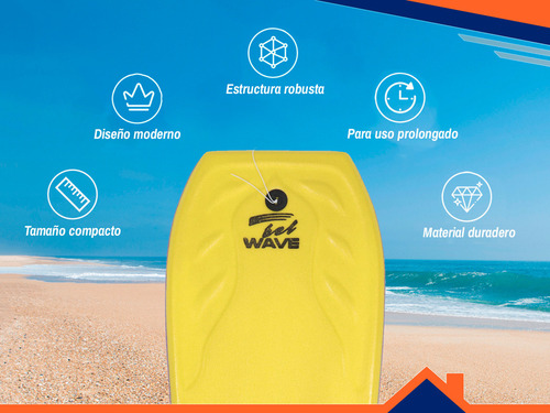 Tabla Barrenador Niños Bodyboard 57cm Playa Surf Bel Color Amarillo