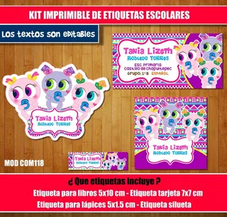 Kit Imprimible Etiquetas Escolares Ksi Merito Bebes Nene Mod