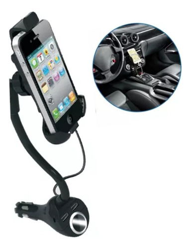 Soporte Porta Celular Gps Flexible Cargador Auto Doble Usb