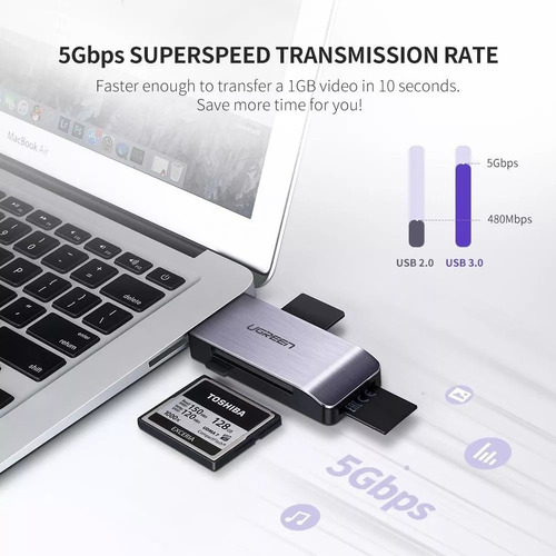 Usb 3.0 Card Reader Ugreen 4 En 1 R-w Sd/tf/ms/compact Flash
