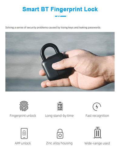 Candado Inteligente Huella Y App Desbloqueo Recargable Y