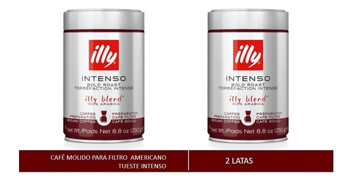 Illy Cafe Molido Filtro Americano Intenso 250g Pack De 2 Pz