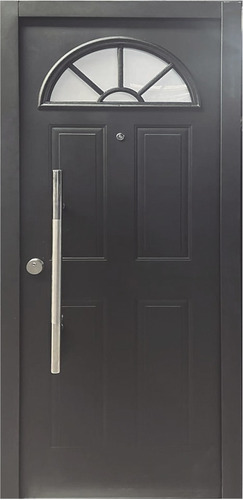Puerta Exterior Blindada Con Barral Largo Y Vidrio Color Negro
