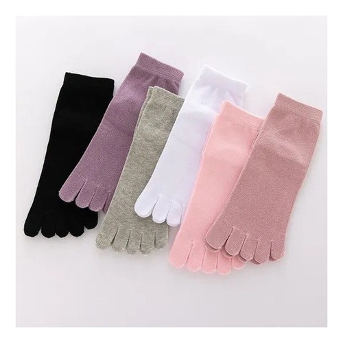 5 Pares De Calcetines De Algodón Femeninos Con Cinco Dedos