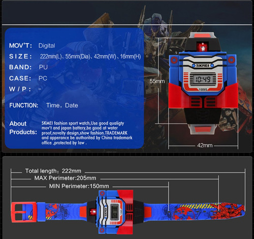 Transformers Robot Forma Reloj Para Niños