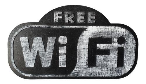 Cartel Free Wifi Madera Excelente