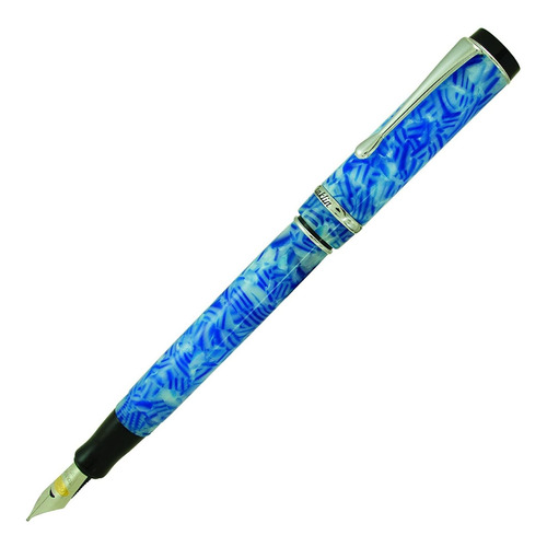 Pluma Estilografica Azul Marmol Punta Extrafina Conklin