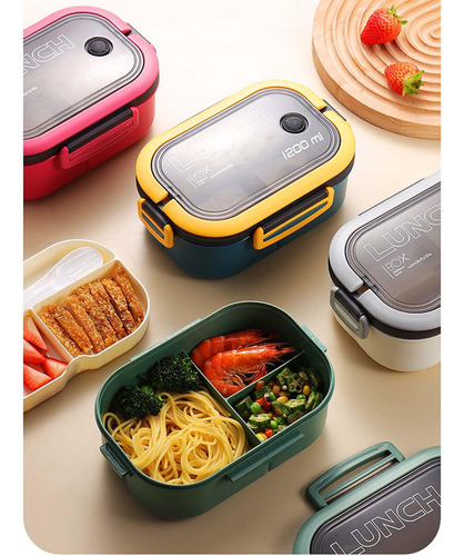 1200 Ml Bento Box Lunch Container 2 Capas 3 Compartimentos