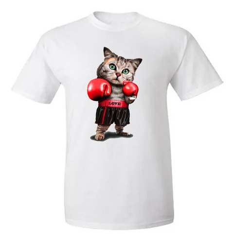 Remera Gato Boxeador Cute Tierno Exclusivo Adultos Y Niños 