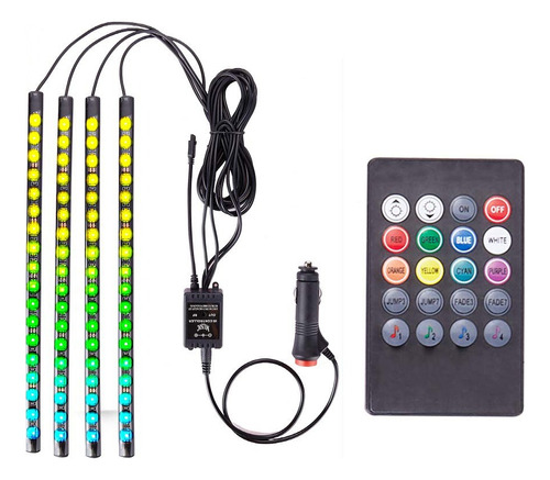 Tira De Luces Led Rgb Para Interior De Auto, 4 Pcs