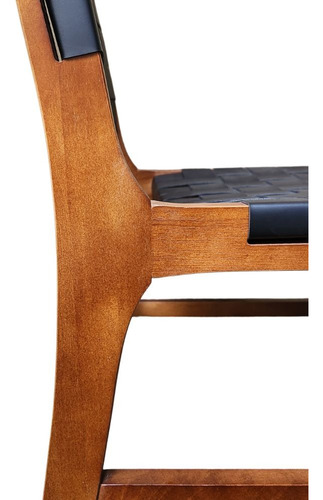 Silla De Comedor Nexus Madera De Teca Eco Cuero Lcm Estructura de la silla Marrón Asiento Negro