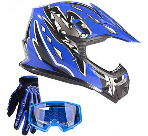 Conjunto Juvenil De Equipo Offroad Typhoon: Casco, Guantes, 