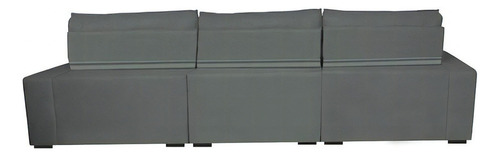 Sofá Retrátil e Reclinável 3,82m com Molas Ensacadas Cama Inbox Gold Tecido Suede Velusoft Cinza