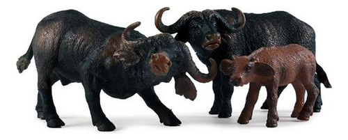 3 Peças Modelos De Búfalo Coleção De Brinquedos Para