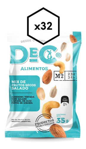 Mix De Frutos Secos Salado Dec Alimentos 35g Caja X32 Oferta