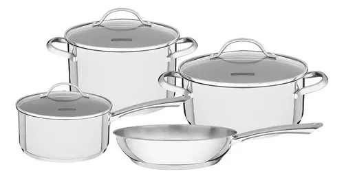 Bateria De Cocina Tramontina Una 4 Pzas Acero Inox Induccion