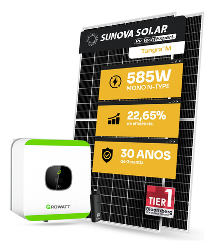 Kit Energia Solar 500kwh Mês 7 Placa Painel Growatt