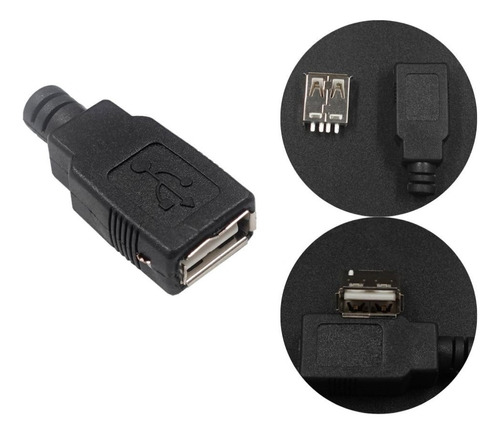 Conector Hembra Usb Tipo A Para Cable 4 Pines 