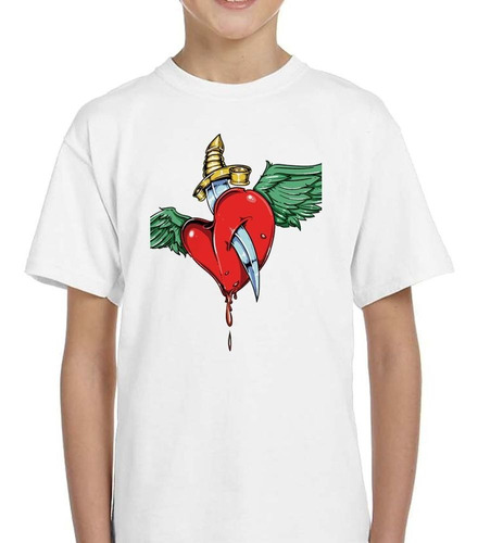 Remera De Niño Corazon Roto Cuchillo M1