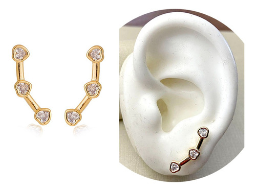 Brinco Ear Cuff Feminino Delicado Folheado Ouro Antialérgico
