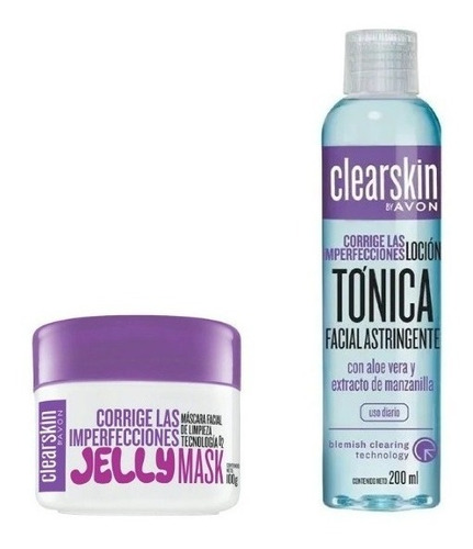 Jelly Mask + Loción Tonica Astringente Facial Clearskin Avon