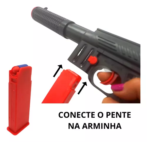Arminha Dardos Nerf Com Pente De Balas Pistola Revolver