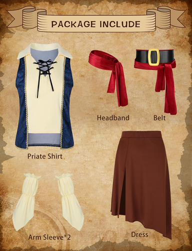 Disfraz De Pirata Rebelde Para Mujer De Tinyones, Blusa Blan