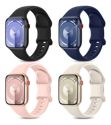 Paquete De 4 Correas Deportivas Compatibles Con Apple Watch 