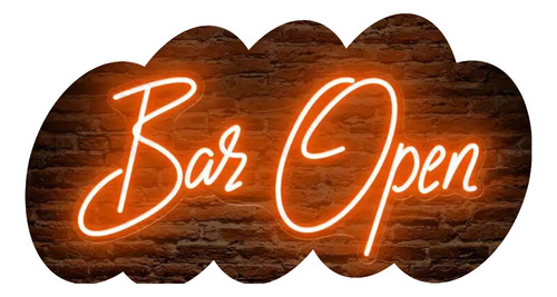 Cartel Bar Open Neon Led Personalizado Acrilico Transparente