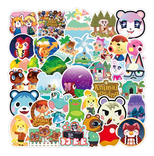 Animal Crossing 6 X 6 Cm 50 Calcomanias Stickers Pvc Vs Agua