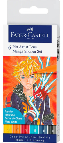 Marcador Faber Castell Pitt Manga Shonen X6 Marcadores Brush