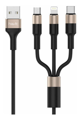 Cable Usb 3 En 1 Havit Hv-h691 Negro