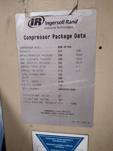 Compresor Package Data De 100hp (Usado)