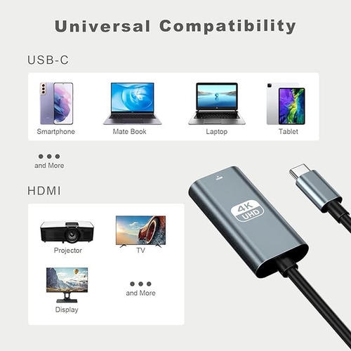 Savefree Adaptador Usb Tipo C Cable Hdmi Para Celular 4k Color Gris